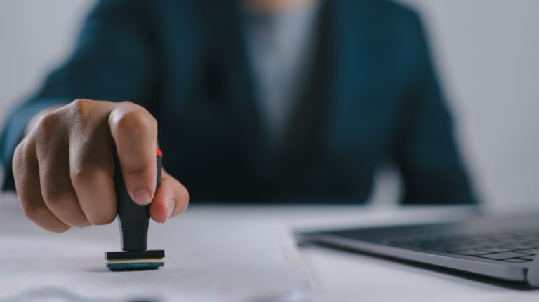 Sign Approved Stamp On Document